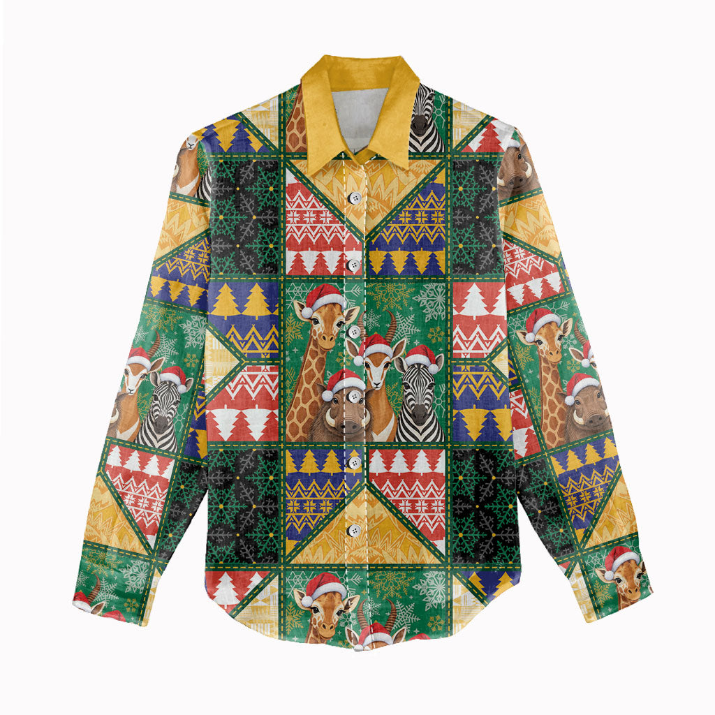 South Africa Christmas Women Casual Shirt Patchwork Style