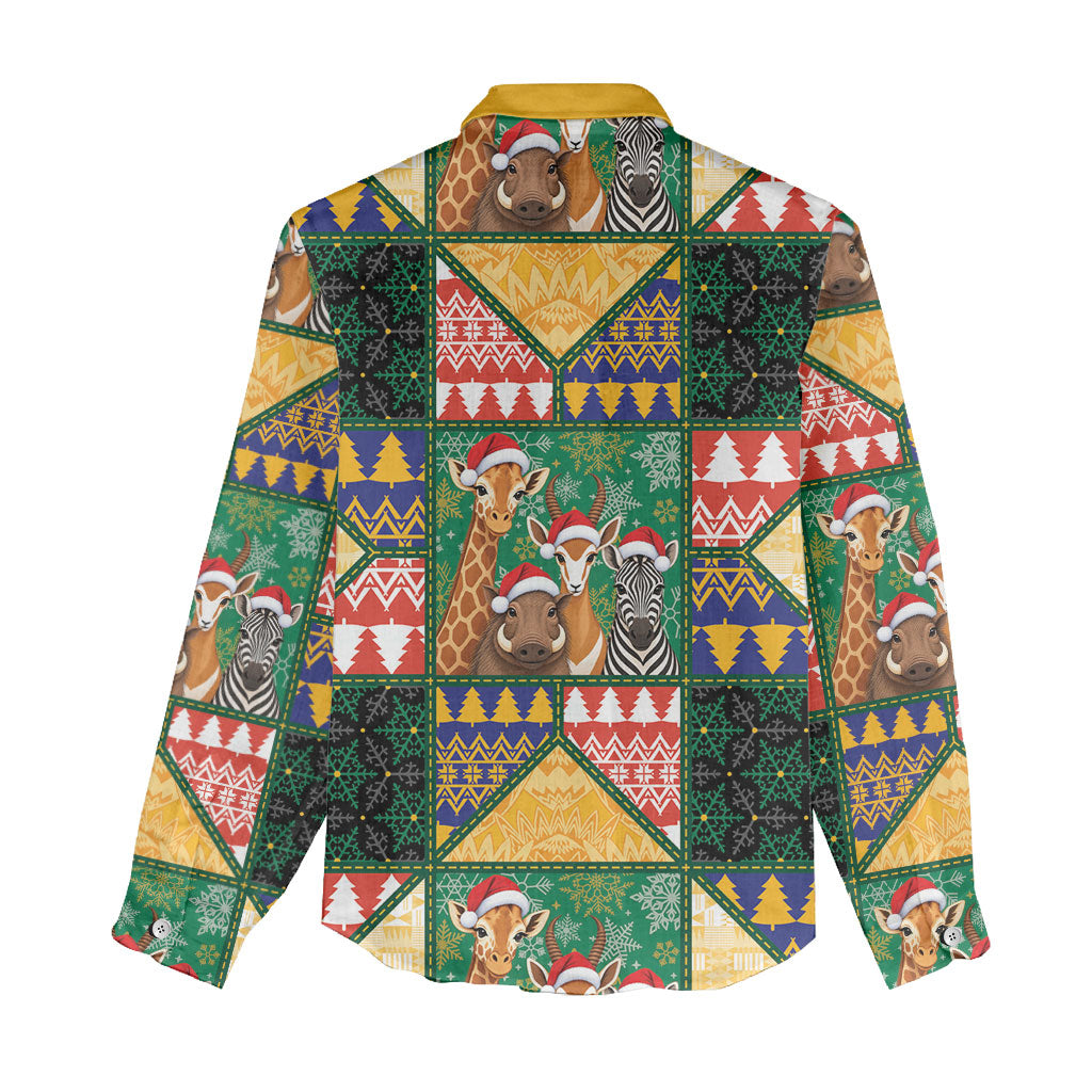 South Africa Christmas Women Casual Shirt Patchwork Style