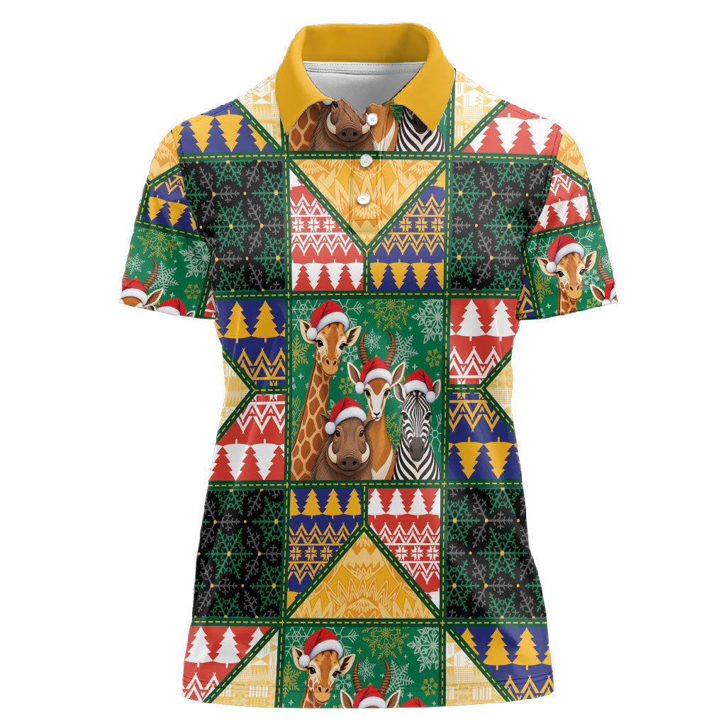 South Africa Christmas Women Polo Shirt Patchwork Style