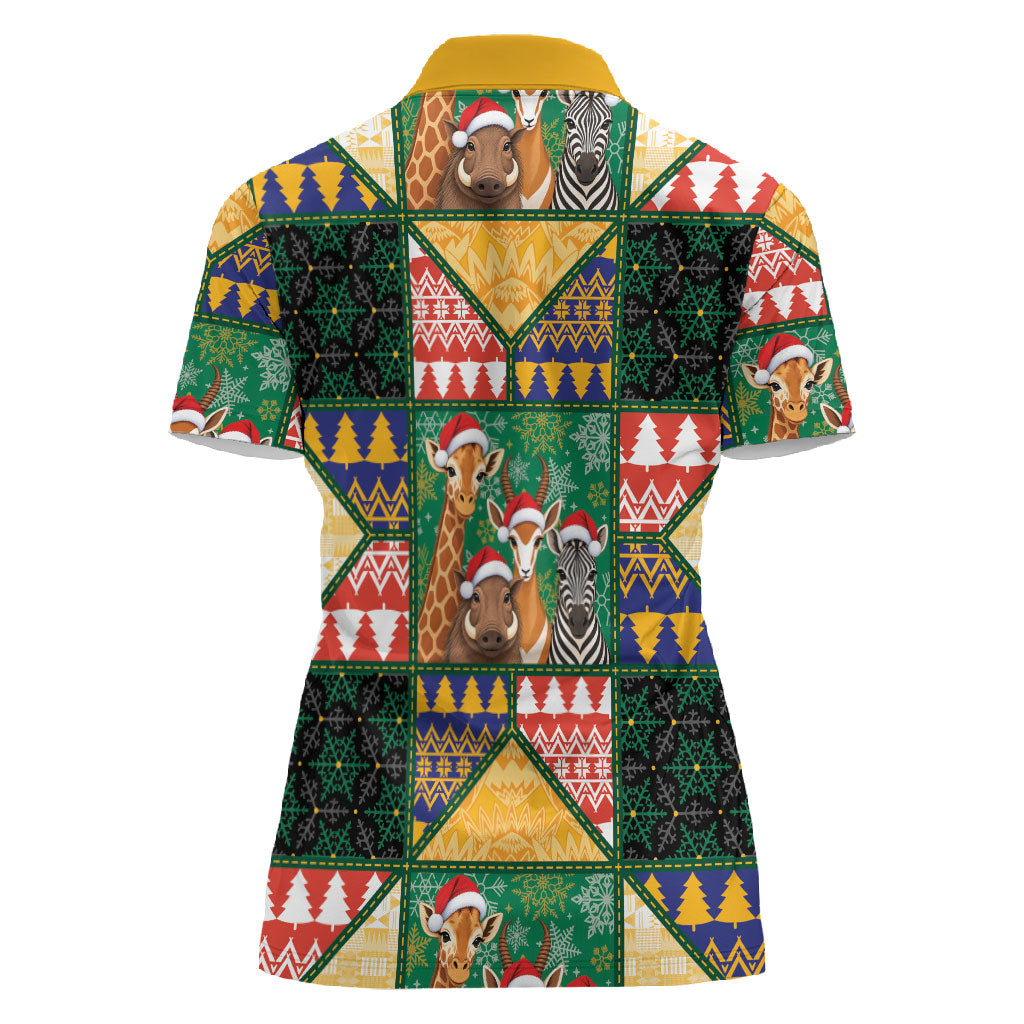 South Africa Christmas Women Polo Shirt Patchwork Style