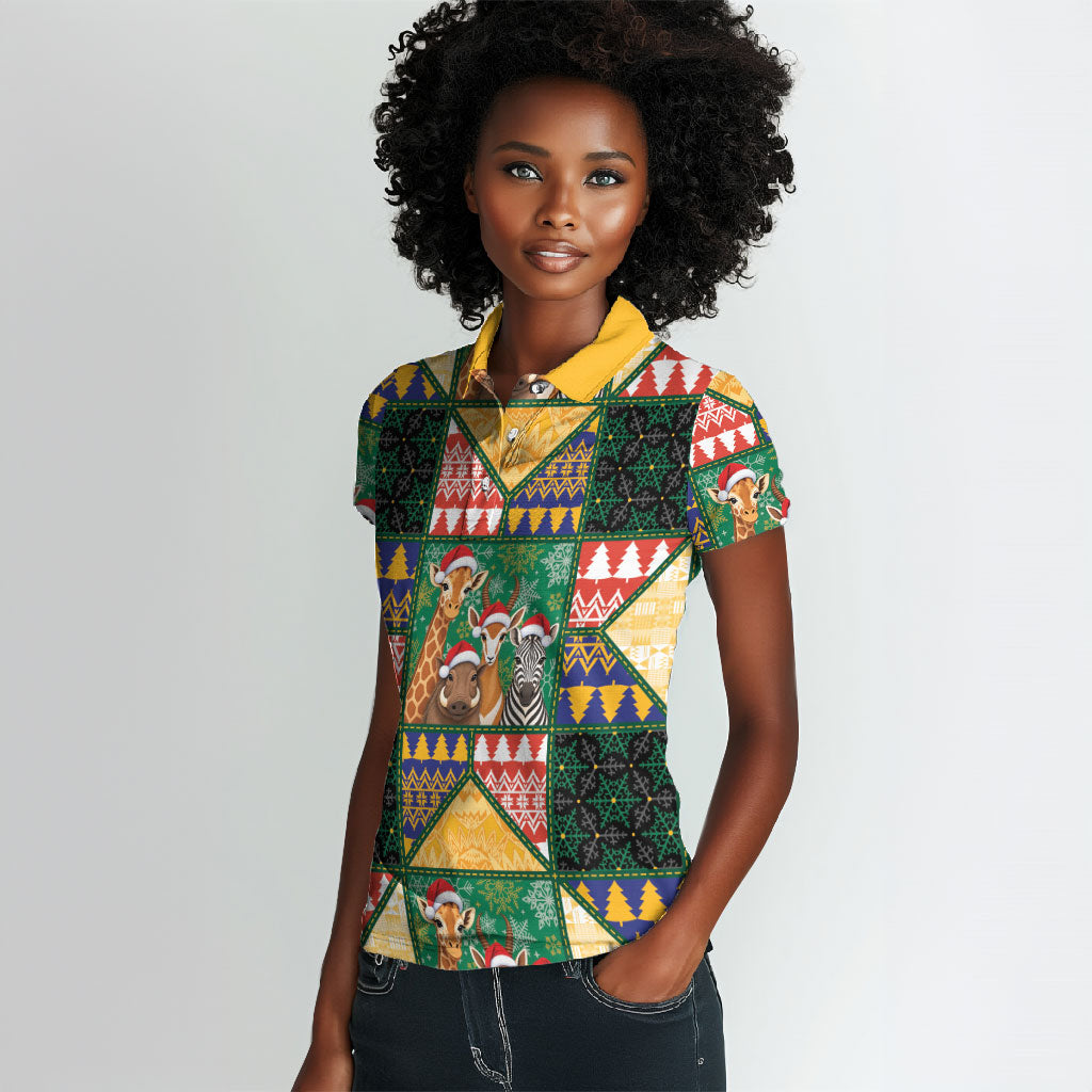 South Africa Christmas Women Polo Shirt Patchwork Style