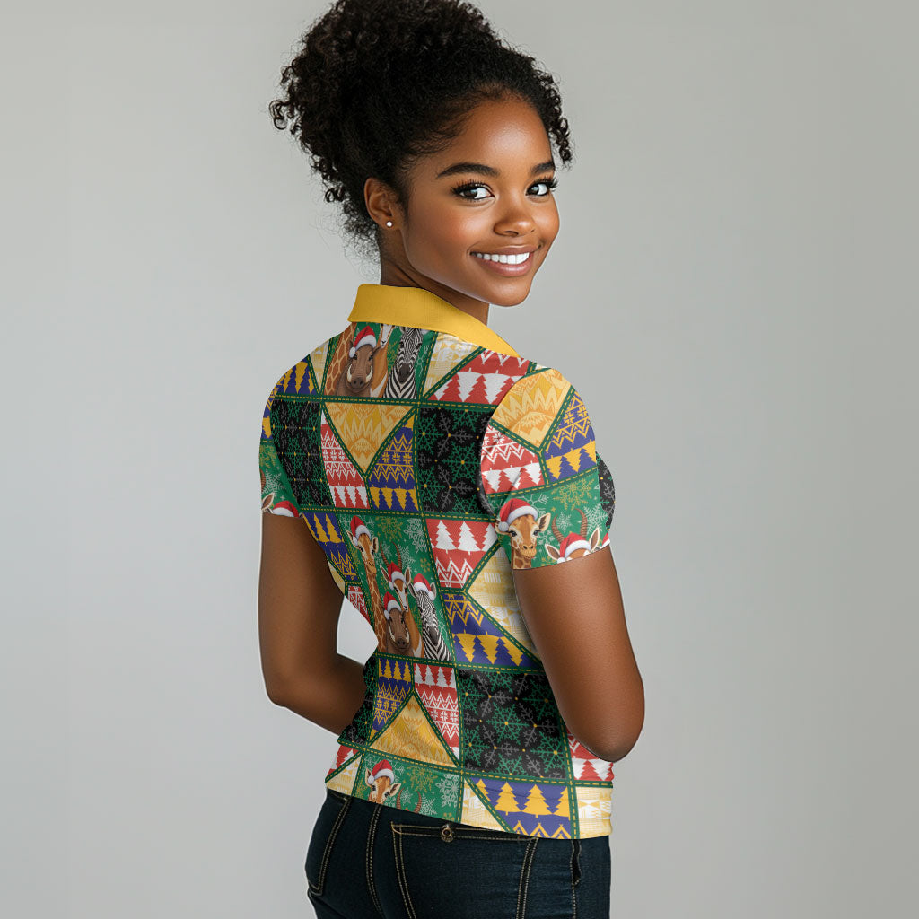 South Africa Christmas Women Polo Shirt Patchwork Style