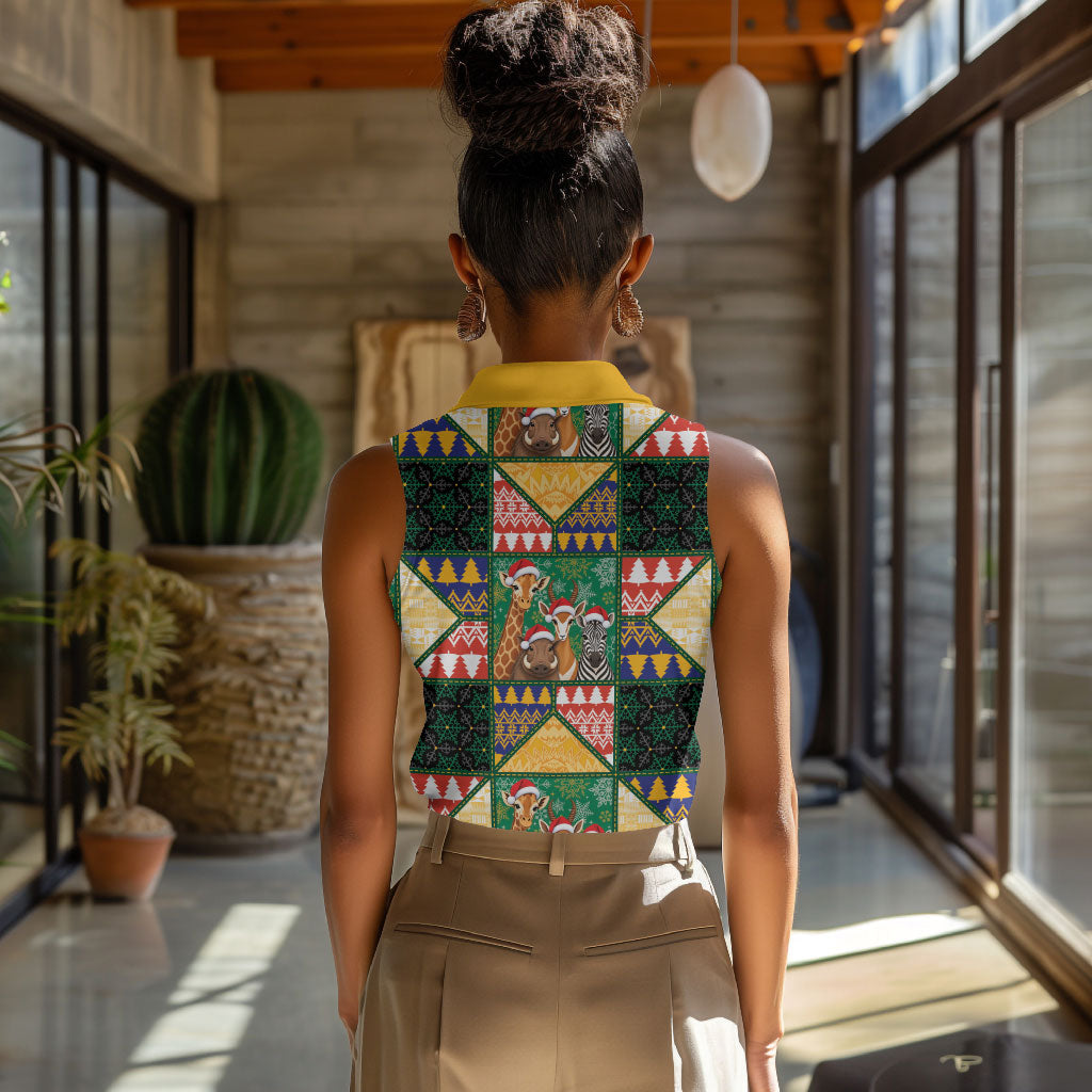 South Africa Christmas Women Sleeveless Polo Shirt Patchwork Style