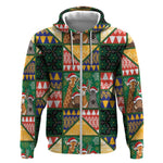 South Africa Christmas Zip Hoodie Patchwork Style