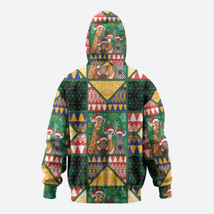 South Africa Christmas Zip Hoodie Patchwork Style