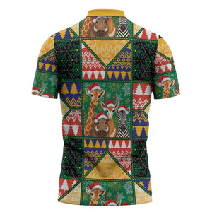 South Africa Christmas Zipper Polo Shirt Patchwork Style