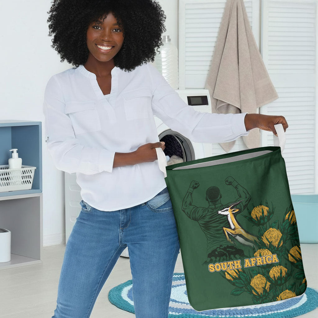 South Africa Rugby Pride Laundry Basket Springbok With King Protea