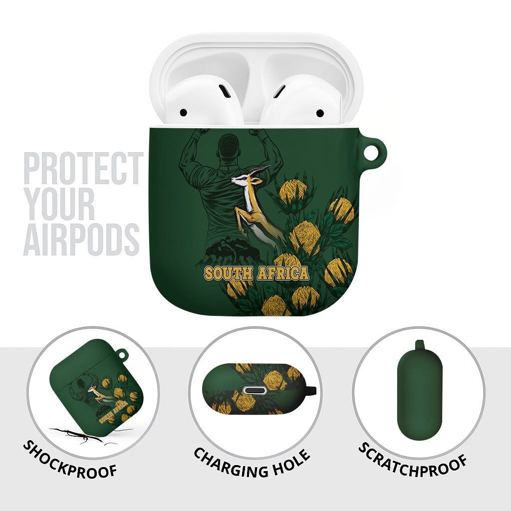 South Africa Rugby Pride AirPods Case Springbok With King Protea