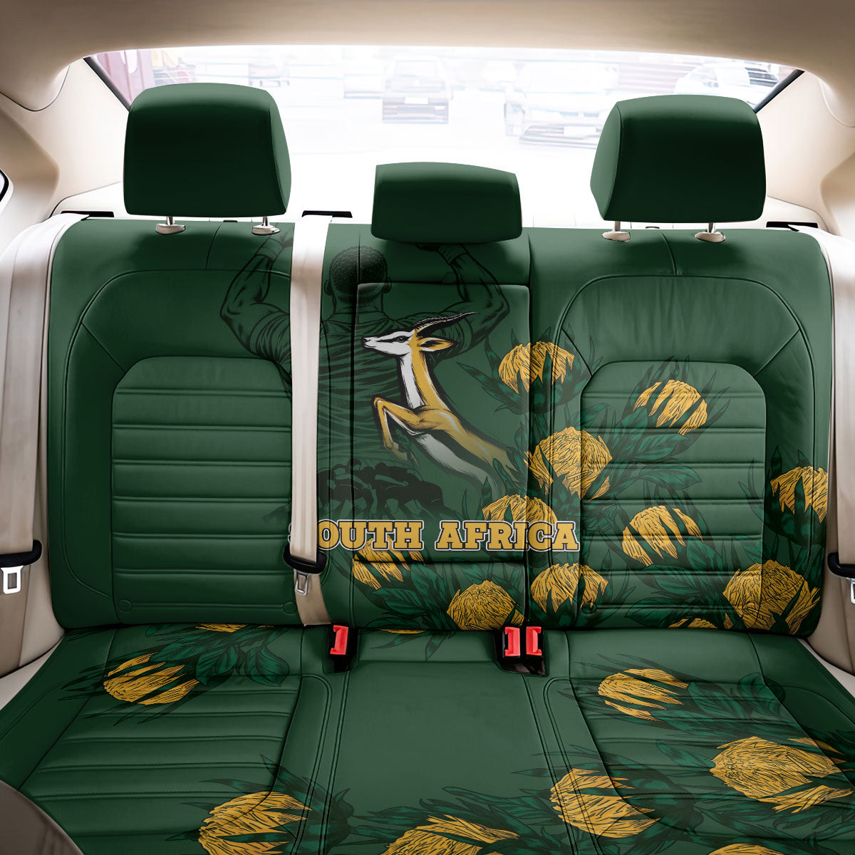 South Africa Rugby Pride Back Car Seat Cover Springbok With King Protea