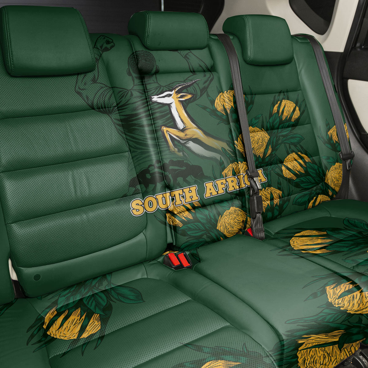 South Africa Rugby Pride Back Car Seat Cover Springbok With King Protea