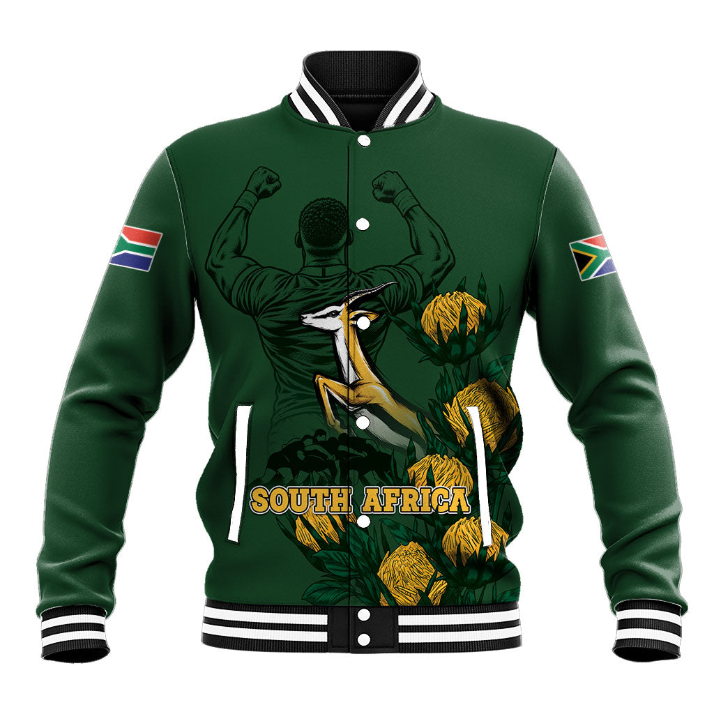 South Africa Rugby Pride Baseball Jacket Springbok With King Protea