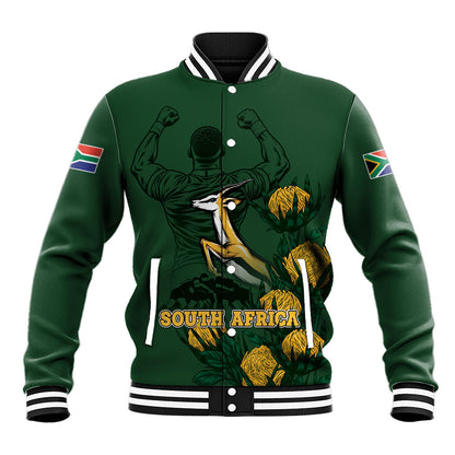 South Africa Rugby Pride Baseball Jacket Springbok With King Protea