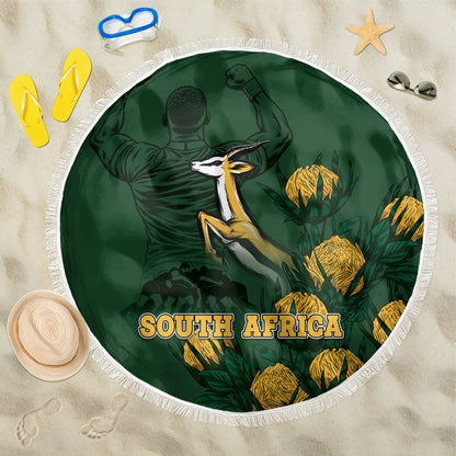 South Africa Rugby Pride Beach Blanket Springbok With King Protea