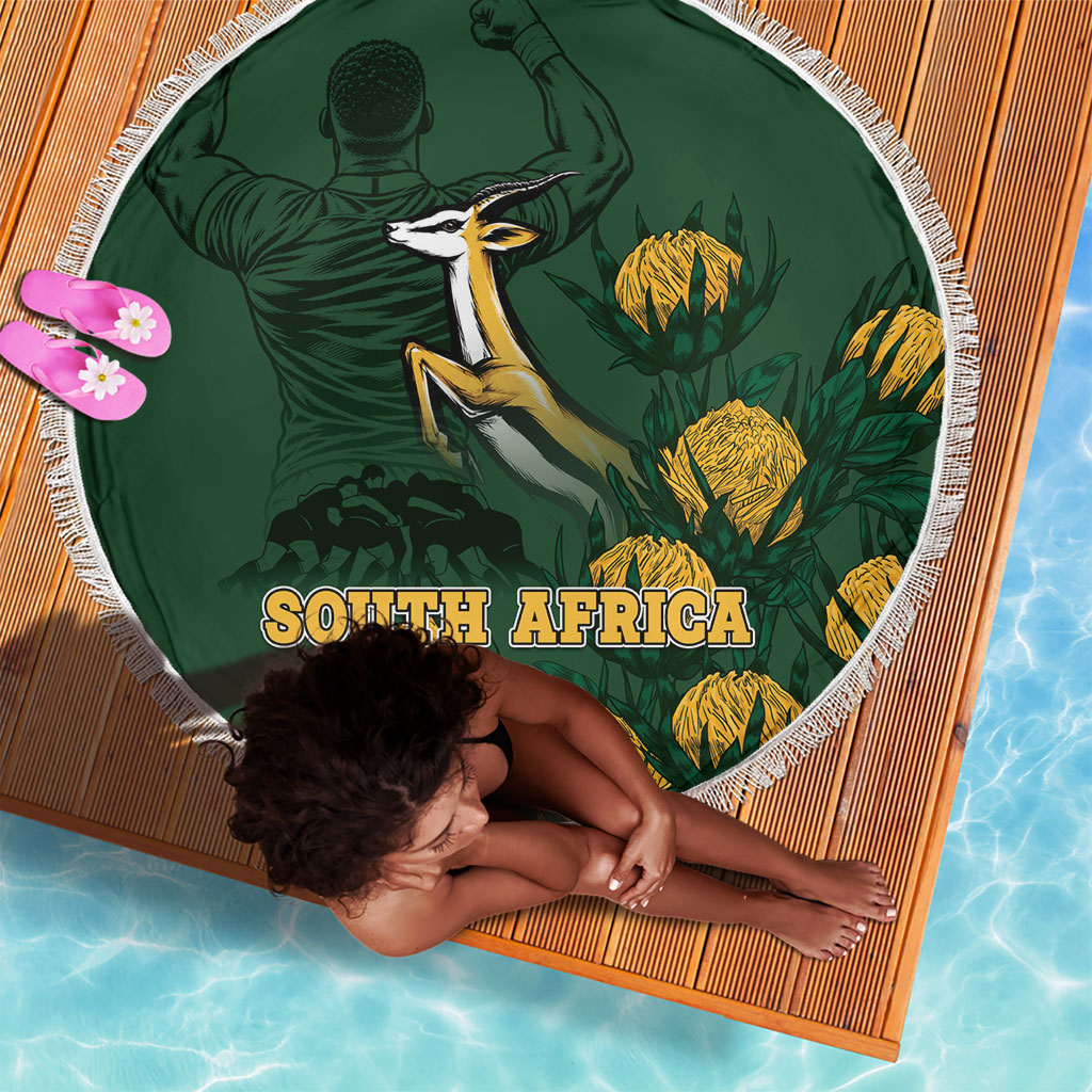 South Africa Rugby Pride Beach Blanket Springbok With King Protea
