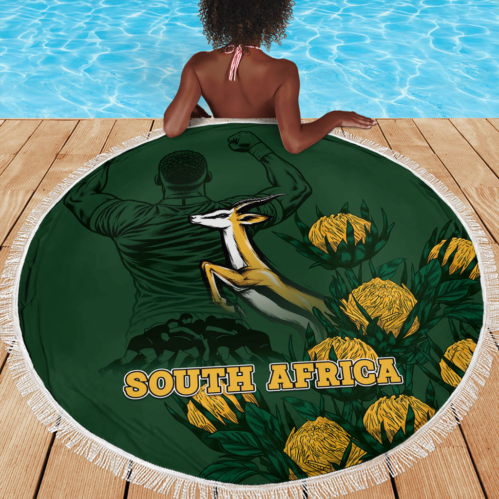 South Africa Rugby Pride Beach Blanket Springbok With King Protea