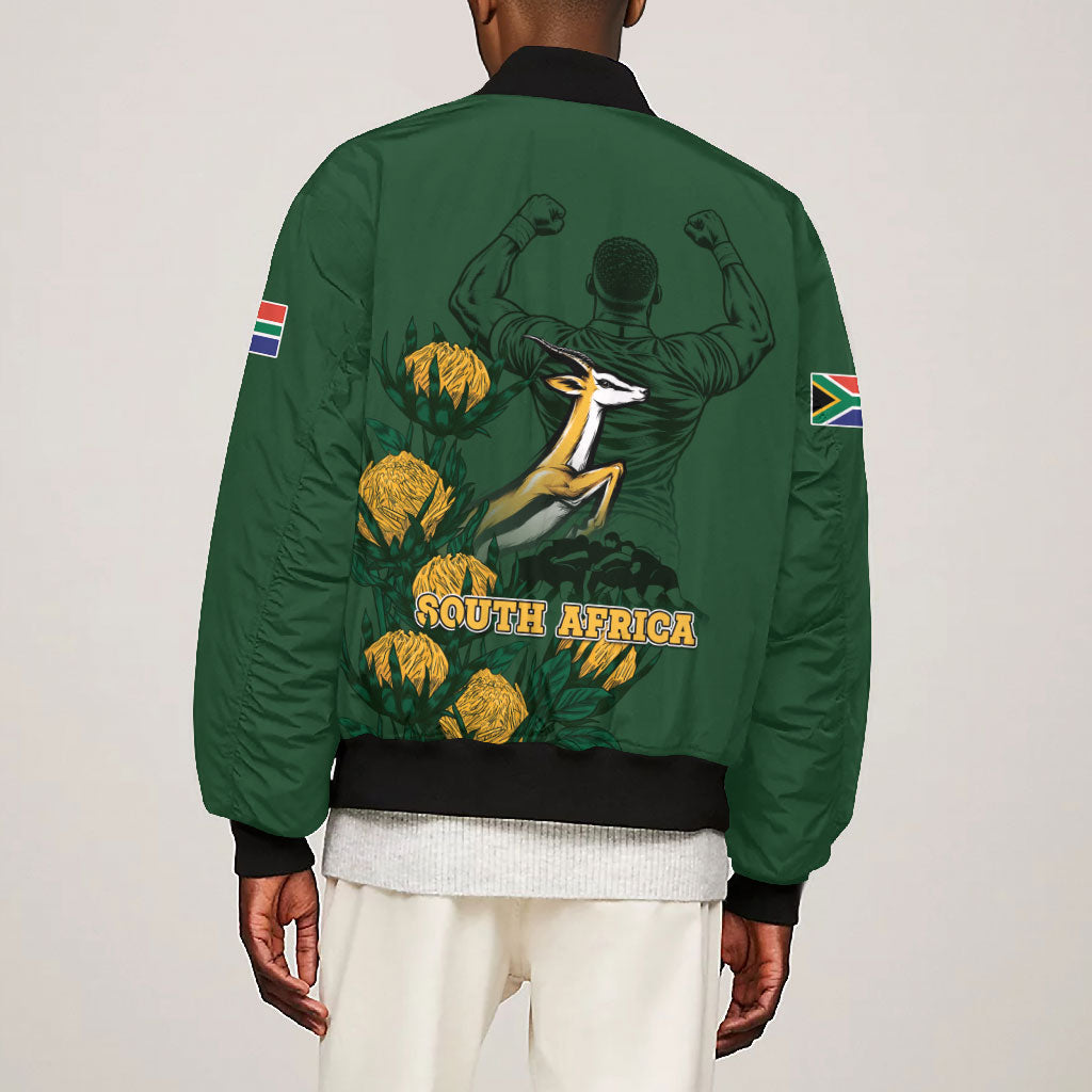South Africa Rugby Pride Bomber Jacket Springbok With King Protea