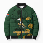 South Africa Rugby Pride Bomber Puffer Jacket Springbok With King Protea