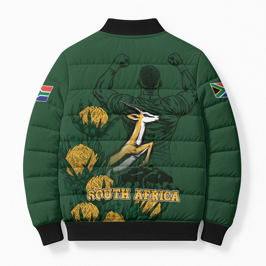 South Africa Rugby Pride Bomber Puffer Jacket Springbok With King Protea
