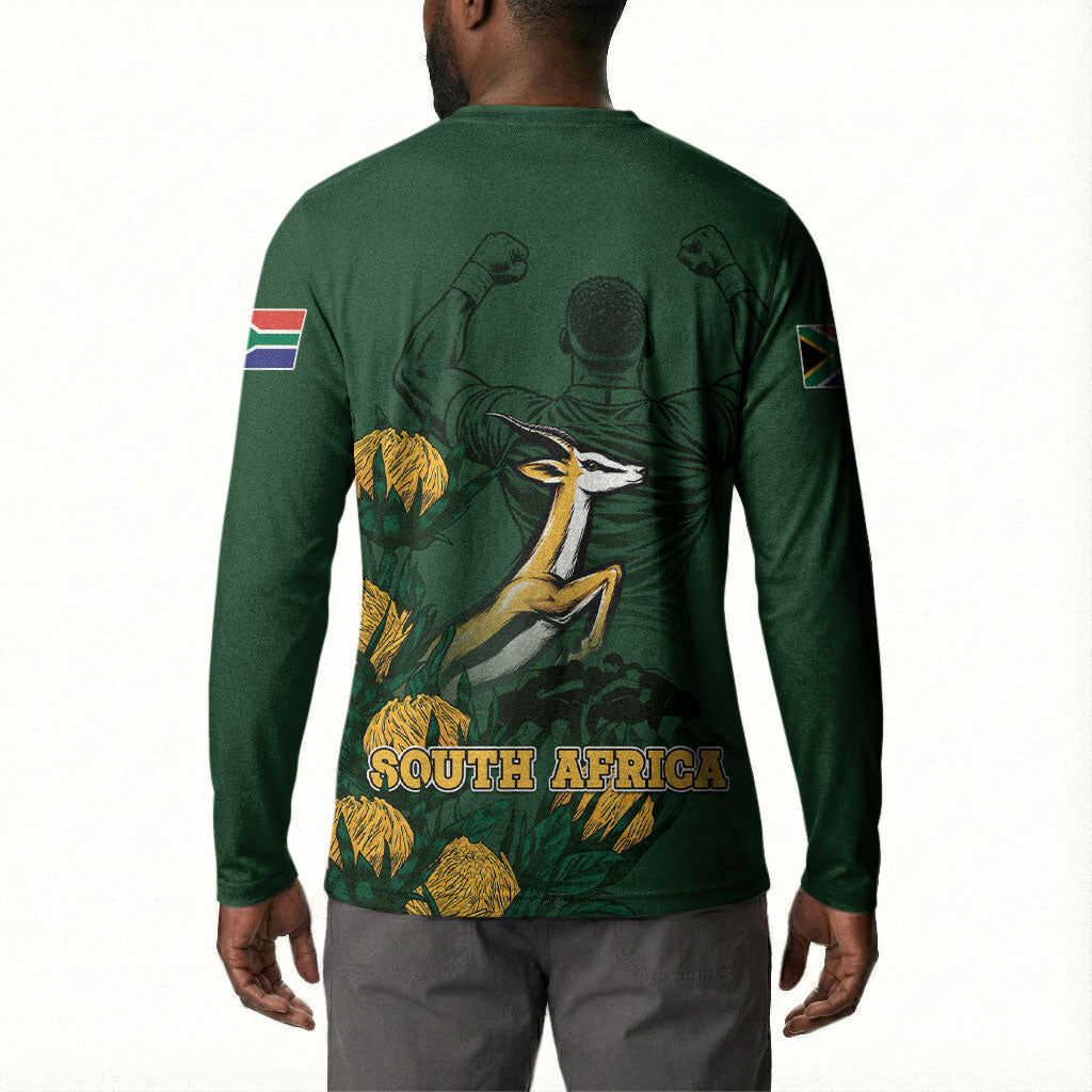 South Africa Rugby Pride Button Sweatshirt Springbok With King Protea