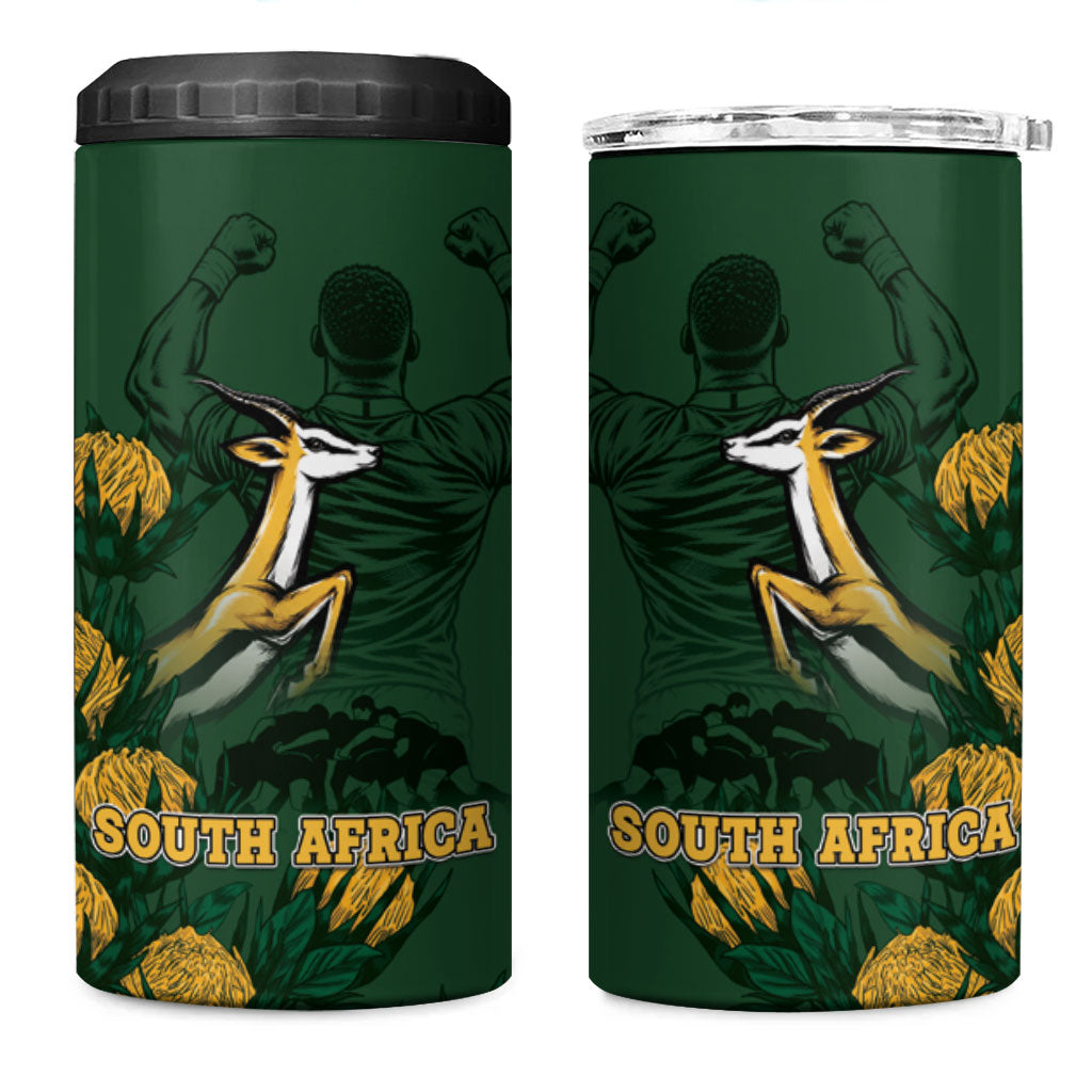 South Africa Rugby Pride 4 in 1 Can Cooler Tumbler Springbok With King Protea