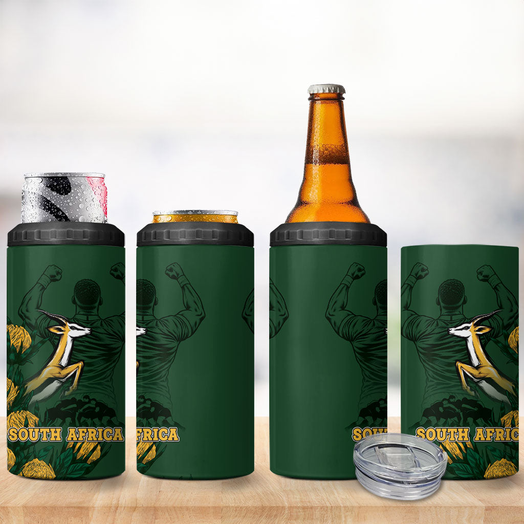 South Africa Rugby Pride 4 in 1 Can Cooler Tumbler Springbok With King Protea