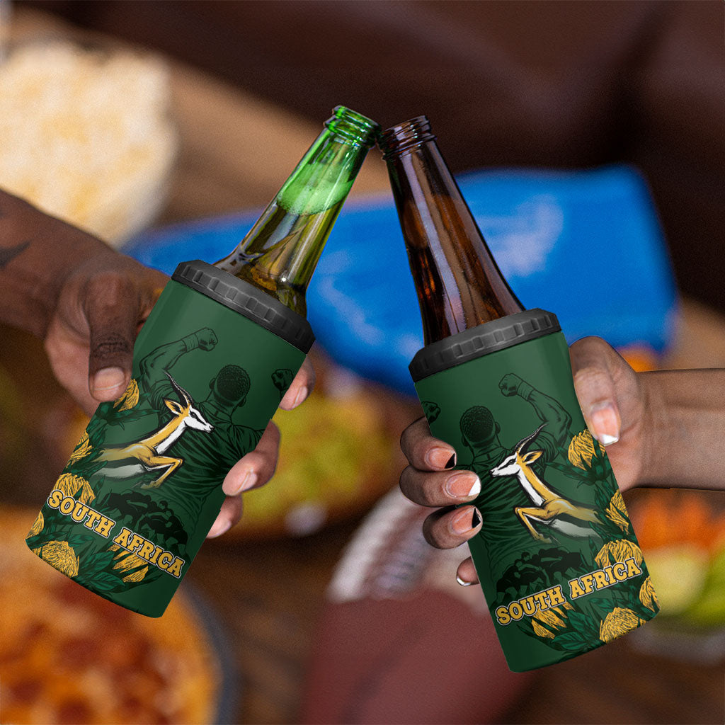 South Africa Rugby Pride 4 in 1 Can Cooler Tumbler Springbok With King Protea