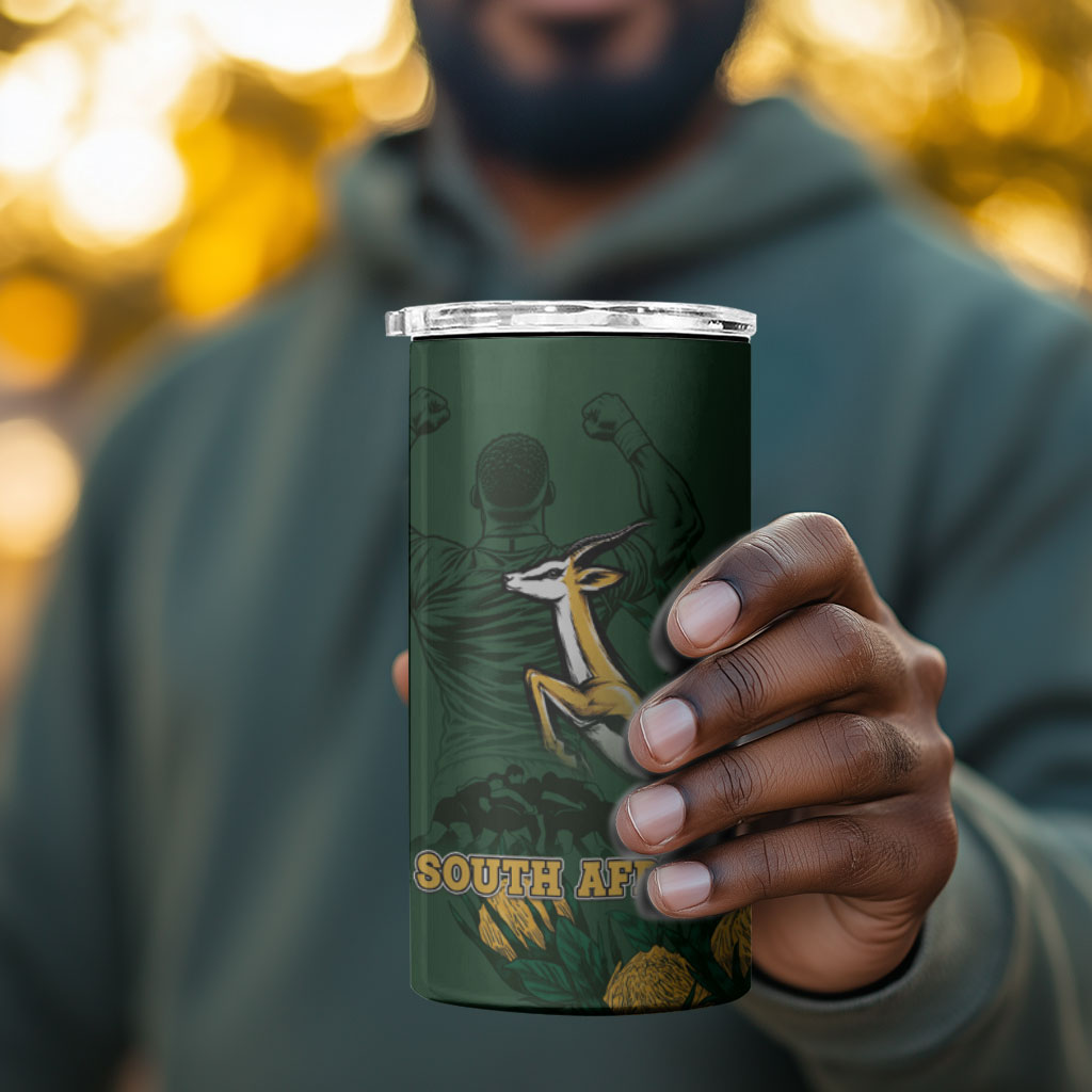 South Africa Rugby Pride 4 in 1 Can Cooler Tumbler Springbok With King Protea