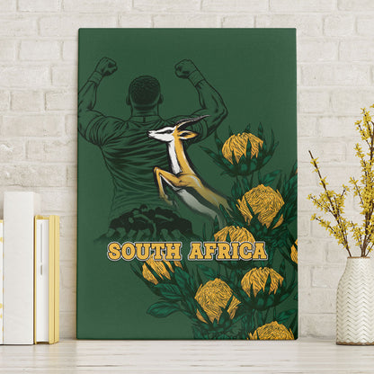 South Africa Rugby Pride Canvas Wall Art Springbok With King Protea