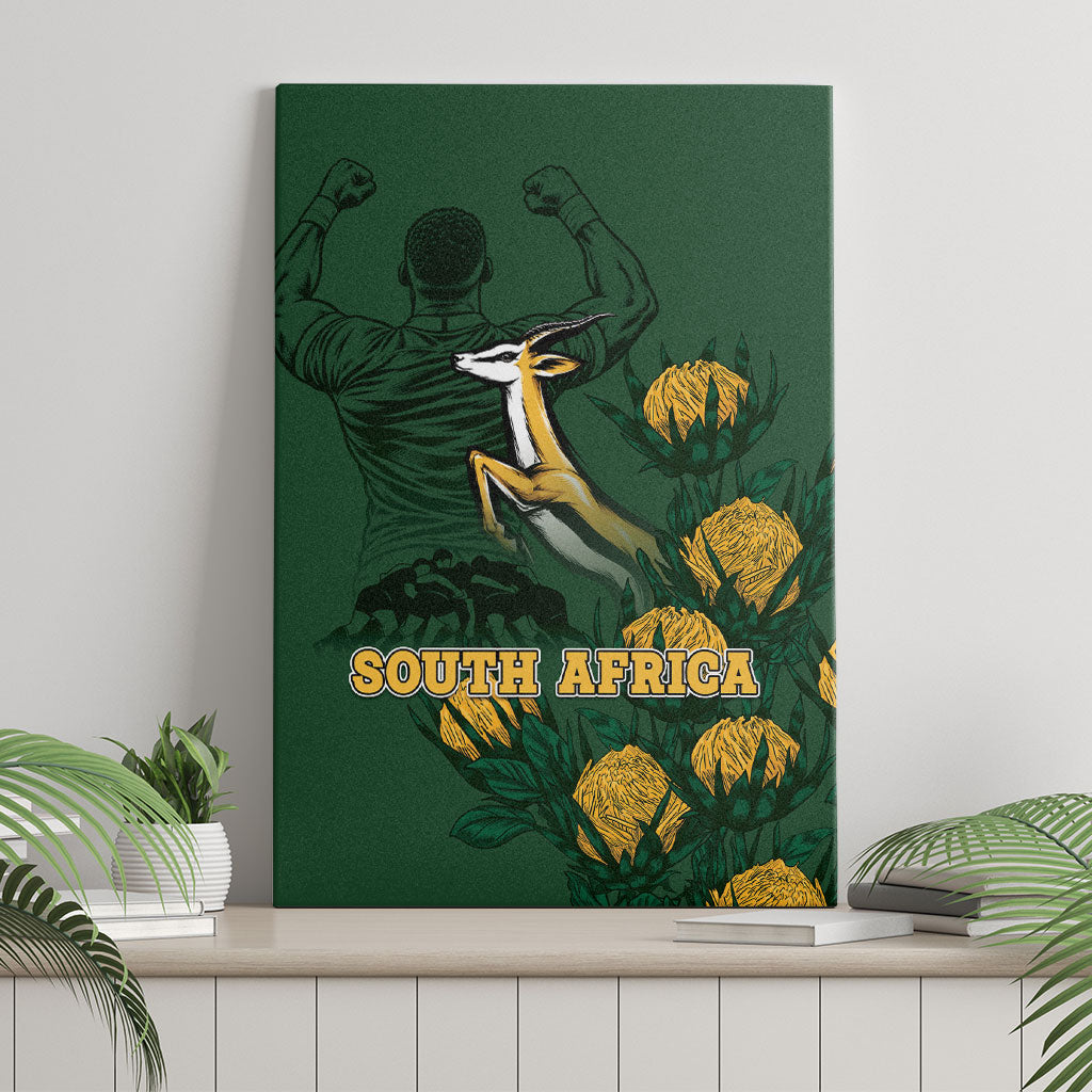 South Africa Rugby Pride Canvas Wall Art Springbok With King Protea