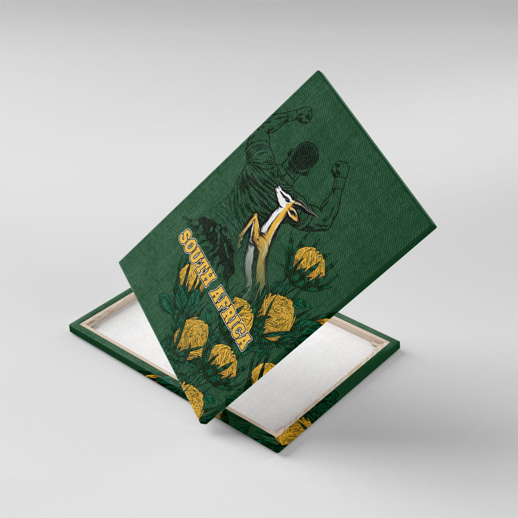 South Africa Rugby Pride Canvas Wall Art Springbok With King Protea