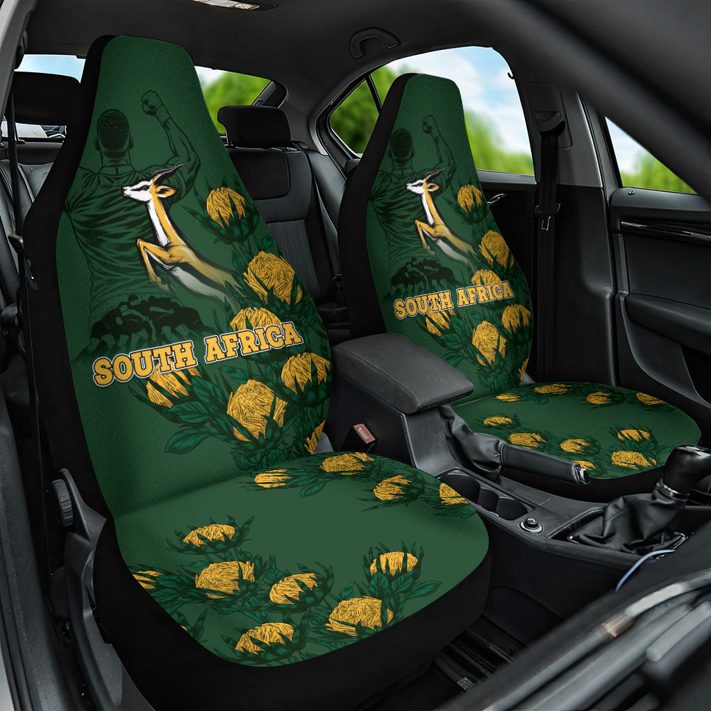 South Africa Rugby Pride Car Seat Cover Springbok With King Protea