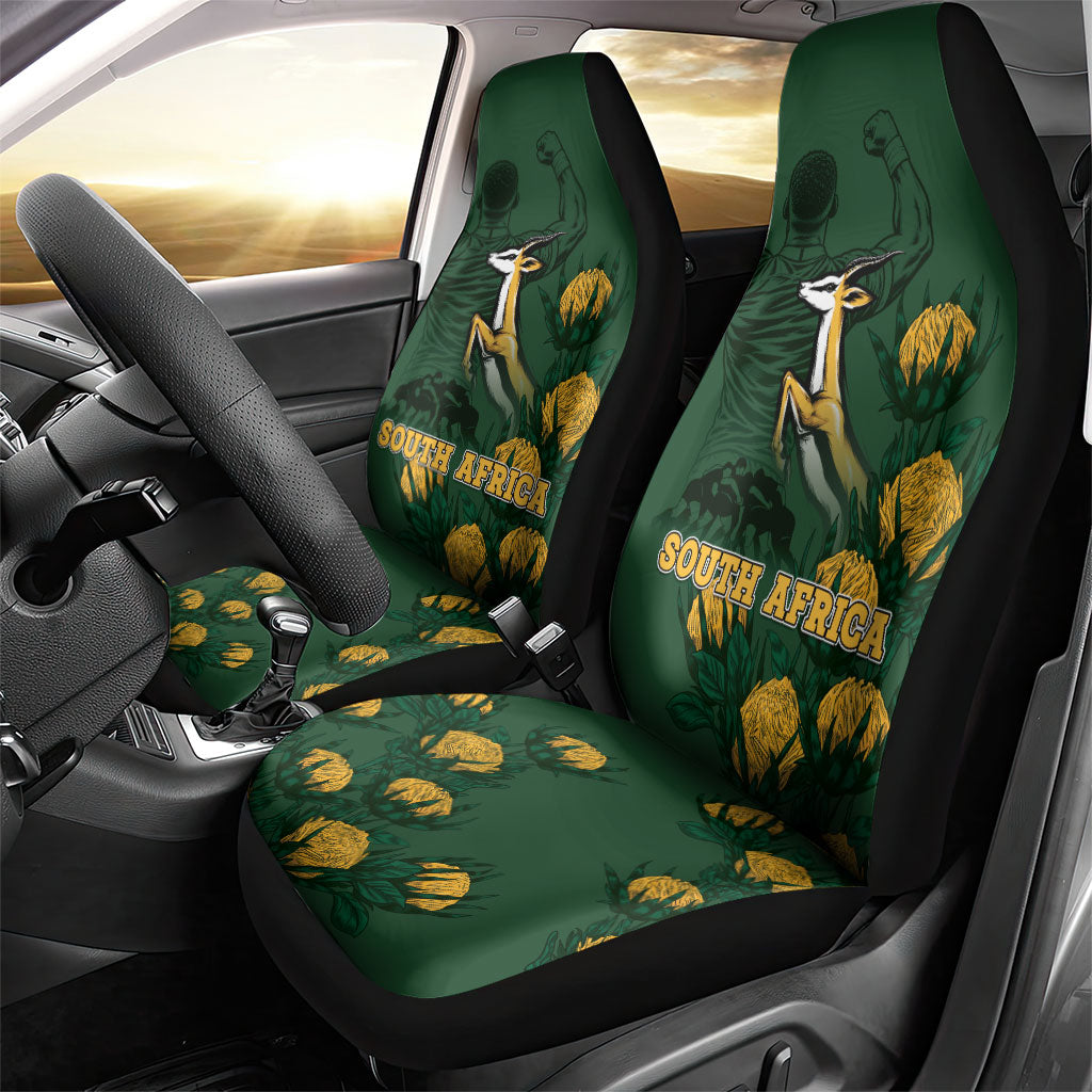 South Africa Rugby Pride Car Seat Cover Springbok With King Protea