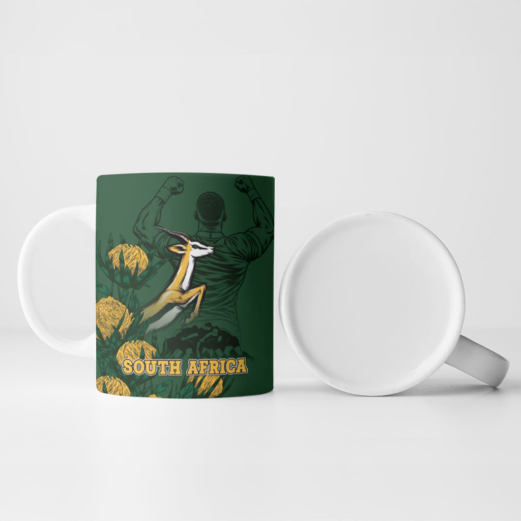 South Africa Rugby Pride Ceramic Mug Springbok With King Protea
