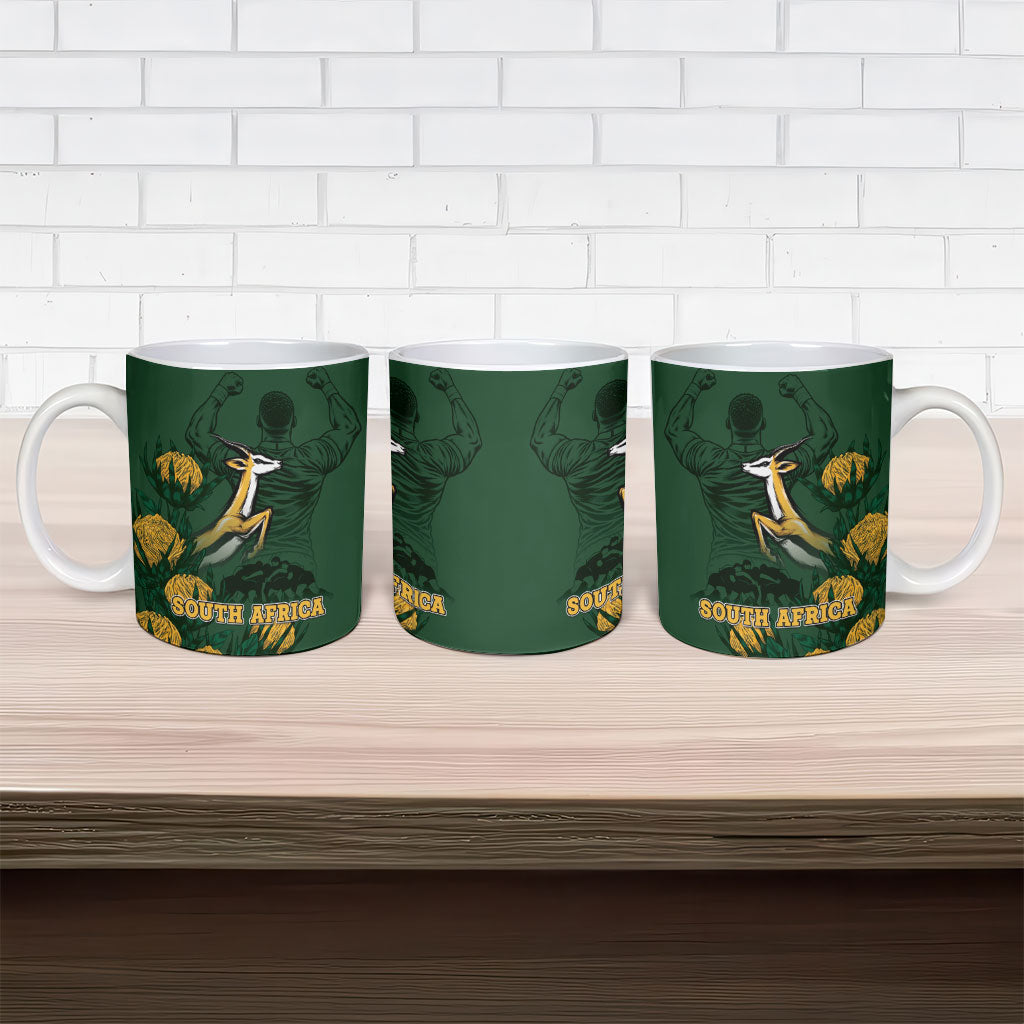 South Africa Rugby Pride Ceramic Mug Springbok With King Protea
