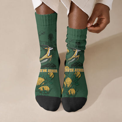 South Africa Rugby Pride Crew Socks Springbok With King Protea