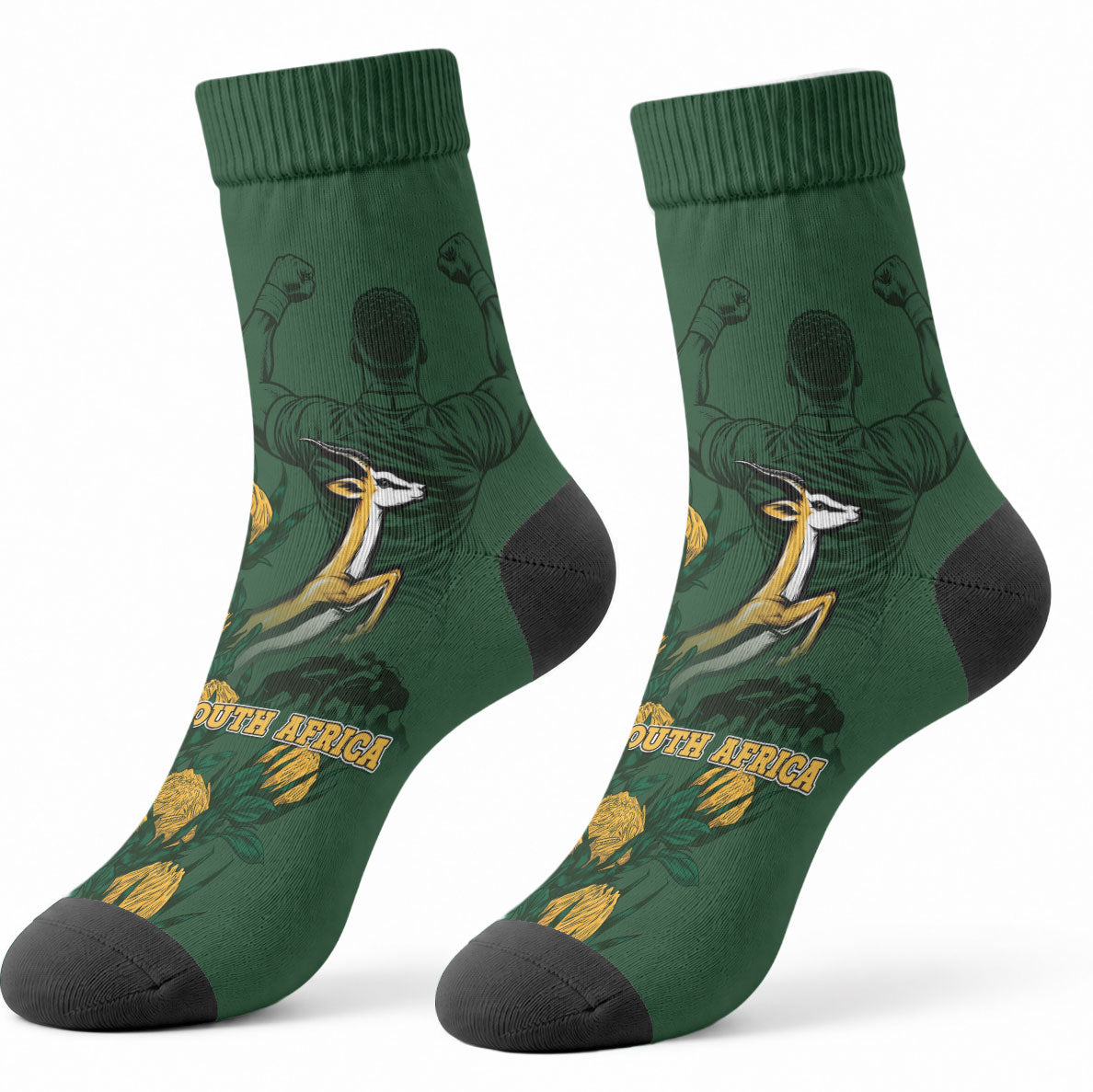 South Africa Rugby Pride Crew Socks Springbok With King Protea