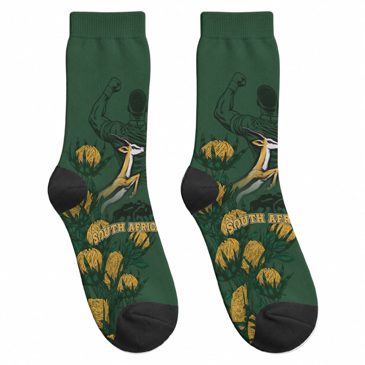 South Africa Rugby Pride Crew Socks Springbok With King Protea