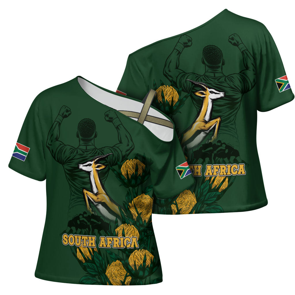 South Africa Rugby Pride Cross Shoulder Shirt Springbok With King Protea