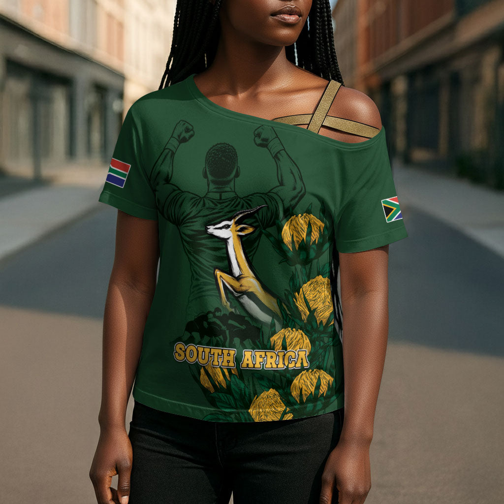 South Africa Rugby Pride Cross Shoulder Shirt Springbok With King Protea
