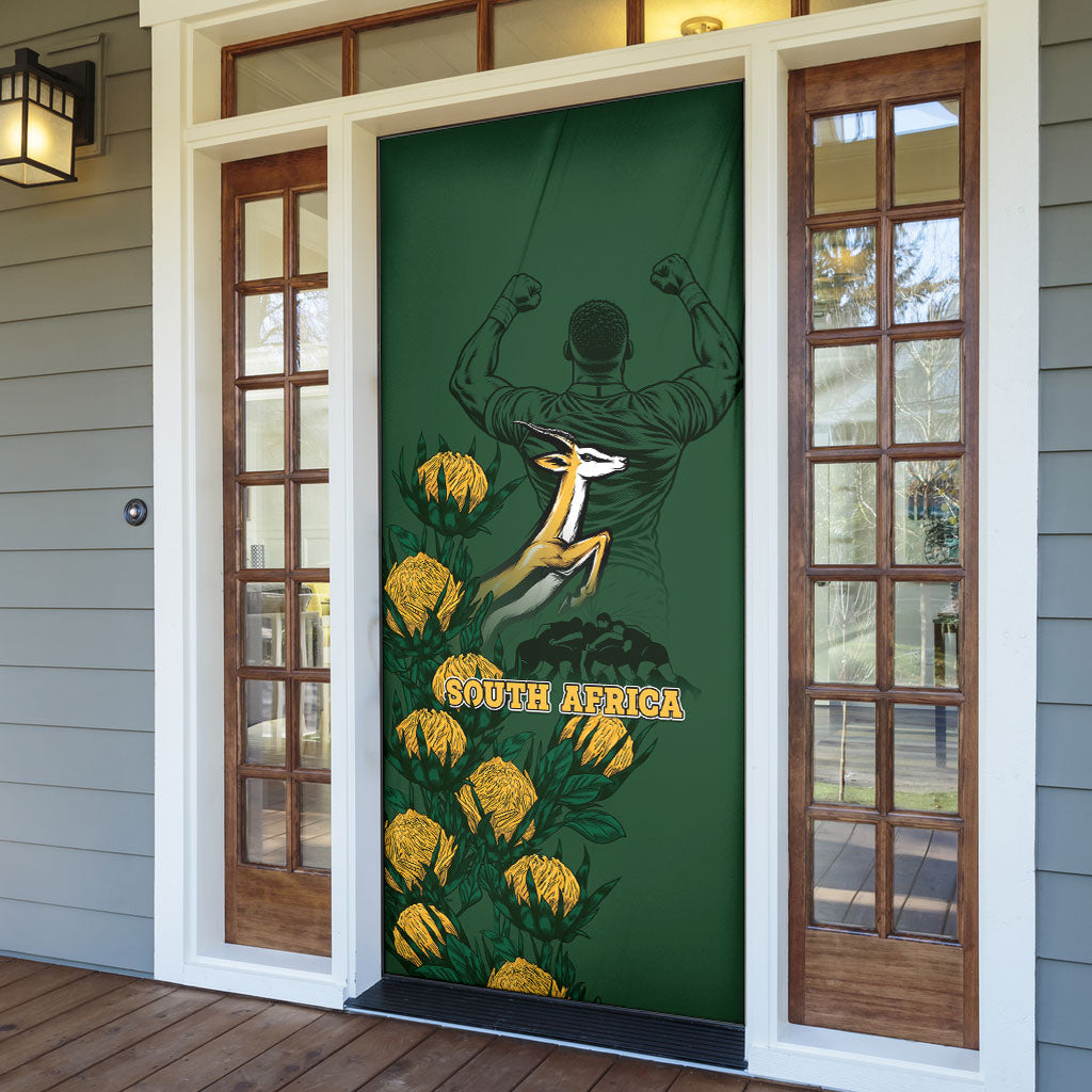 South Africa Rugby Pride Door Cover Springbok With King Protea