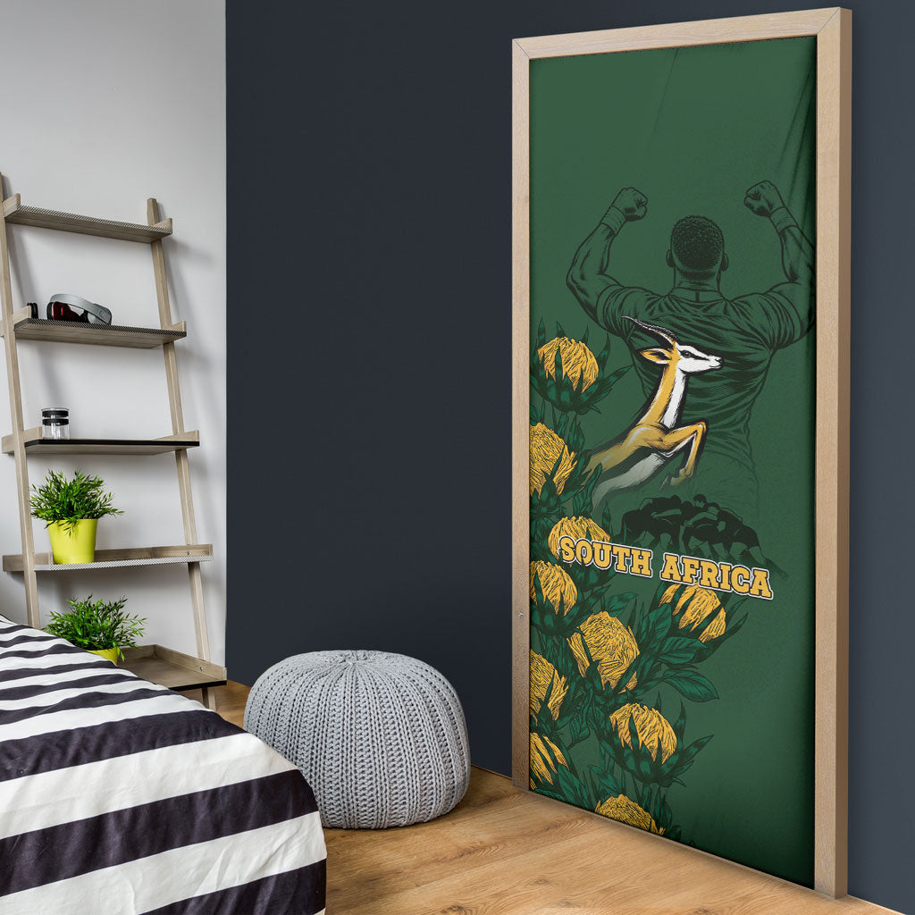 South Africa Rugby Pride Door Cover Springbok With King Protea