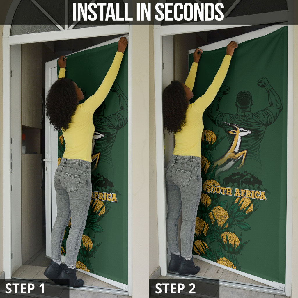 South Africa Rugby Pride Door Cover Springbok With King Protea