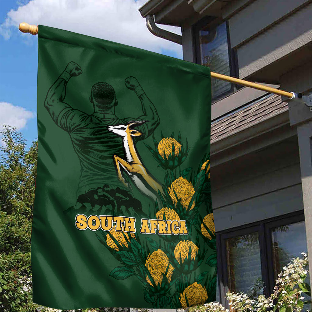 South Africa Rugby Pride Garden Flag Springbok With King Protea