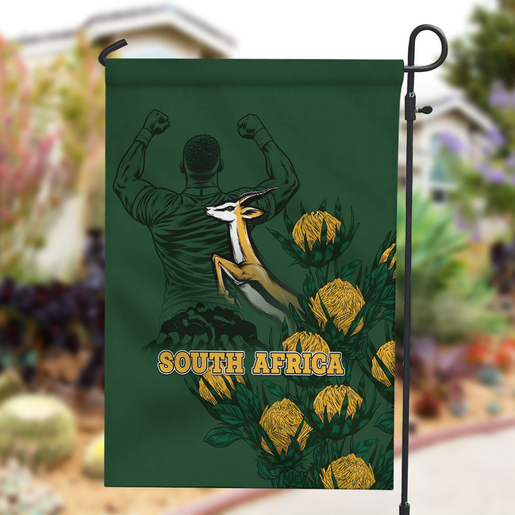 South Africa Rugby Pride Garden Flag Springbok With King Protea