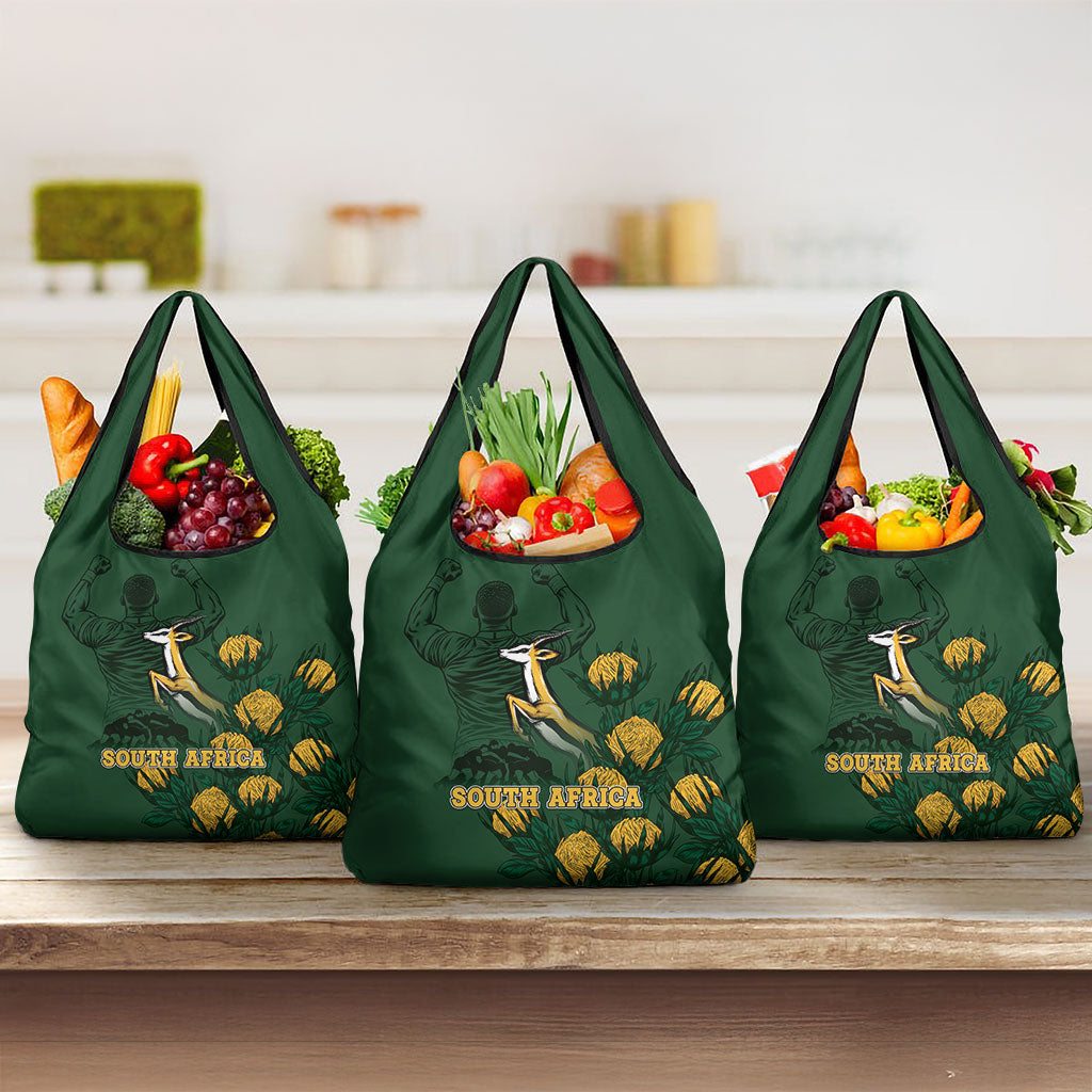 South Africa Rugby Pride Grocery Bag Springbok With King Protea