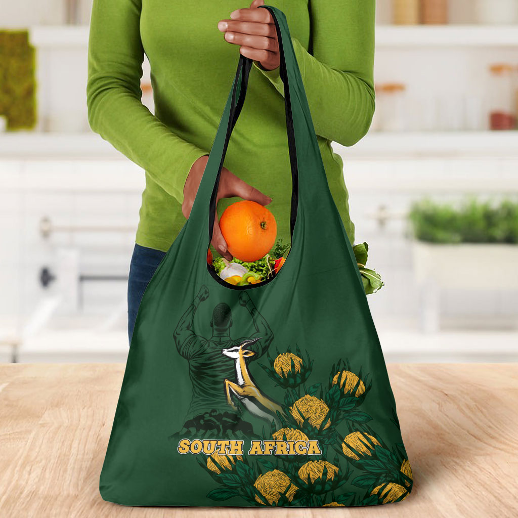 South Africa Rugby Pride Grocery Bag Springbok With King Protea