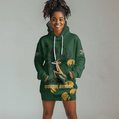 South Africa Rugby Pride Hoodie Dress Springbok With King Protea