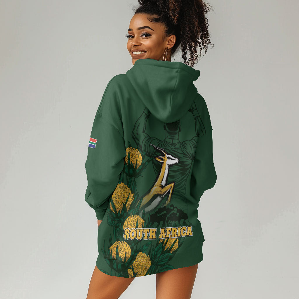 South Africa Rugby Pride Hoodie Dress Springbok With King Protea
