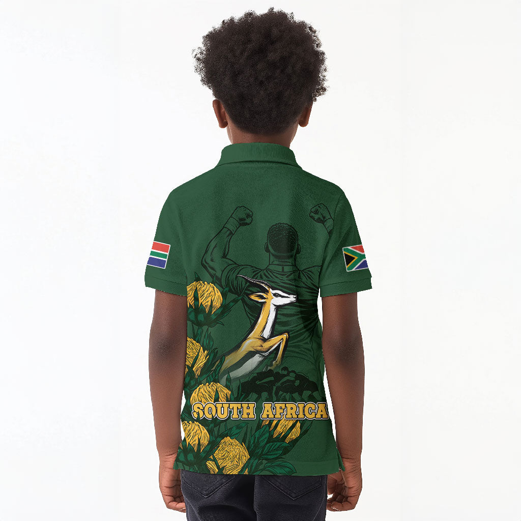 South Africa Rugby Pride Kid Polo Shirt Springbok With King Protea
