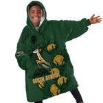 South Africa Rugby Pride Kid Wearable Blanket Hoodie Springbok With King Protea